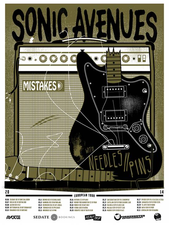 Sonic Avenues and Needles//Pins tour Europe starting this week